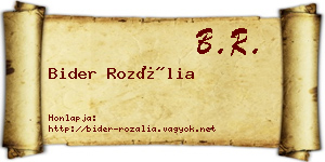 Bider Rozália névjegykártya
